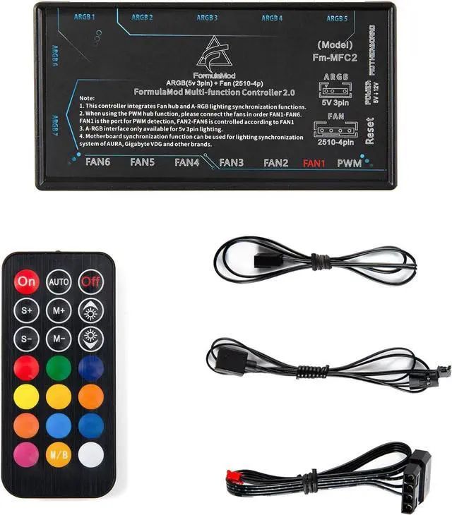 Alt view image 5 of 5 - Sync Controller for ARGB (5v 3-Pin) Lighting & Fan (2510-4-Pin) Power/PWM, Multifunctional Hub for Connecting/Synchronizing to Motherboard