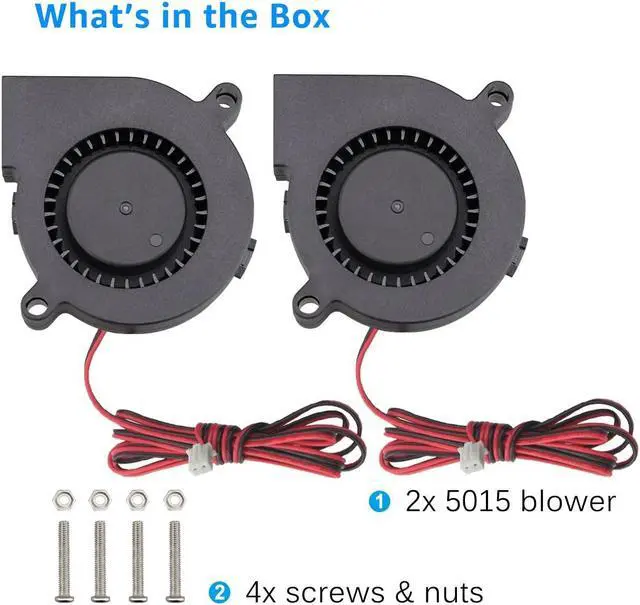 Alt view image 7 of 7 - GDSTIME 2Pcs 50mm 5015 Blower Fan 24V Brushless Dual Ball Bearing Turbo Cooling 50x15mm 2Pin 39 inch Cable for 3D Printer Hotend Extruder