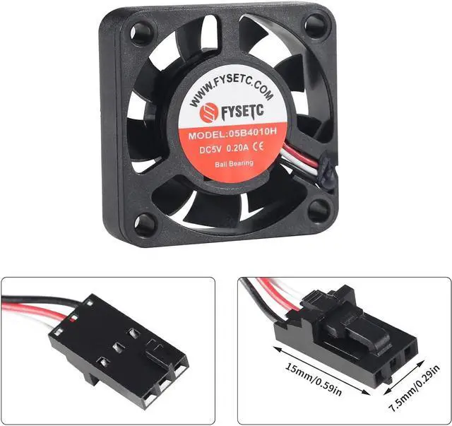 Alt view image 4 of 7 - FYSETC Prusai3 MK3S+ Hotend Part Upgraded Dual-Ball Cool Blower Fan 4010 40x40x10mm DC 5V 0.2A Hot End Cooler Radiator for 3D Printer PrusaMK3 MK3S DIY Accessories -Pack of 2