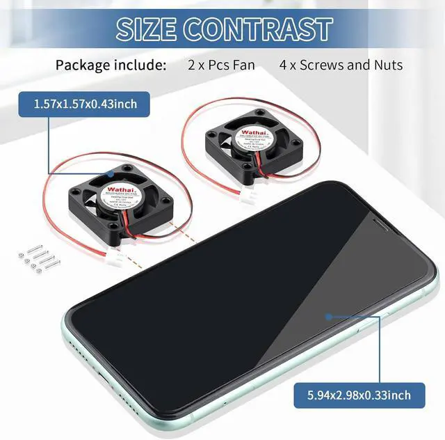 Alt view image 6 of 6 - Wathai 40mm x 10mm DC 12 Volt Brushless Cooling Fan 12V Dual Ball Replacement Fans for DIY 3D Printer, Amplifier, Computer, Devices, Battery Chargers, Raspberry pi, Laptops, and DVR Cooling 2Pack