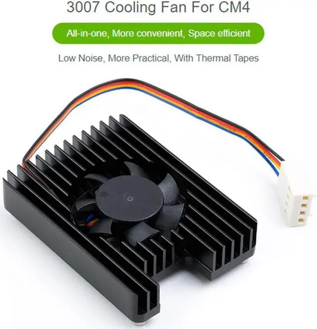 Alt view image 2 of 7 - Dedicated All-in-One 3007 Cooling Fan for Raspberry Pi Compute Module 4 (CM4),PWM Speed Adjustable Low Noise More Convenient, with Thermal Tapes
