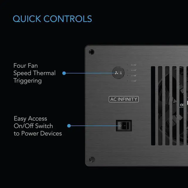 Alt view image 3 of 7 - AC Infinity AIRPLATE P7, Quiet Cooling Cabinet Fan System with Power Outlets and USB Ports, Intelligent Thermal Triggering, for Home Theaters, Entertainment Centers, and AV Cabinets