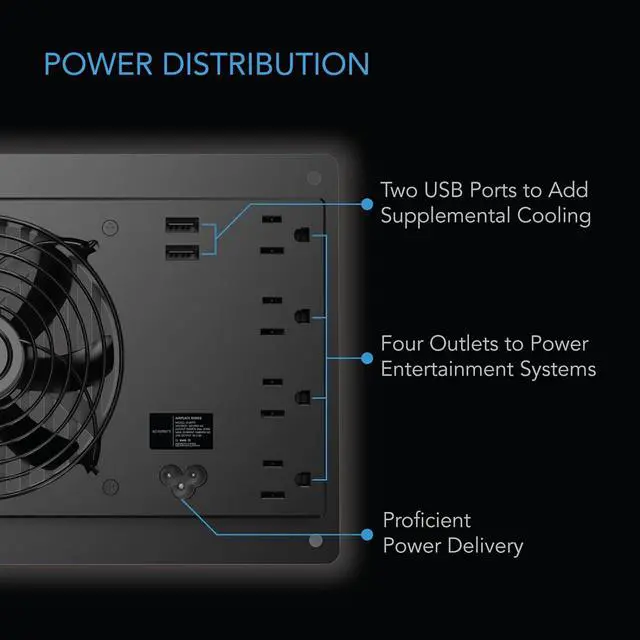 Alt view image 5 of 7 - AC Infinity AIRPLATE P7, Quiet Cooling Cabinet Fan System with Power Outlets and USB Ports, Intelligent Thermal Triggering, for Home Theaters, Entertainment Centers, and AV Cabinets