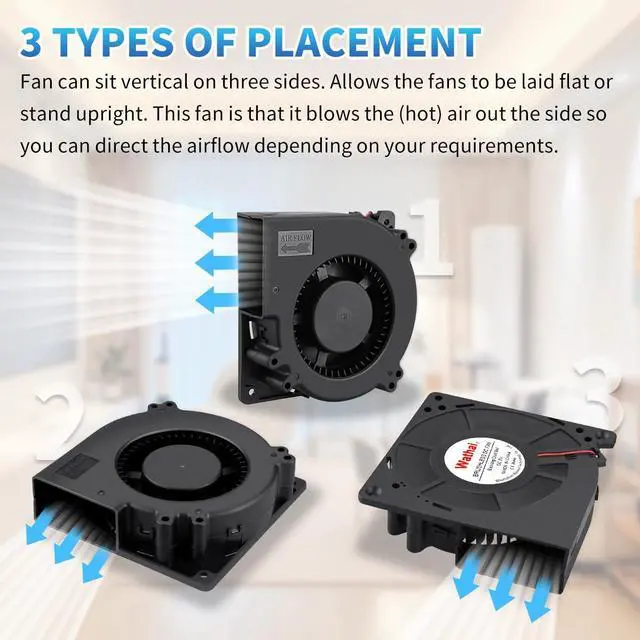 Alt view image 4 of 7 - Wathai 120mm x 32mm USB Blower Fan 5V High Performance with Speed Control for Electronics Computer Components, Home Theater, Receiver,3D Printers Cooling