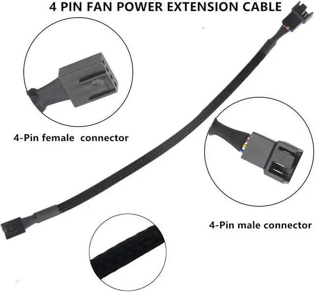 Alt view image 2 of 6 - WMYCONGCONG 10 PCS 10" 4 Pin Fan Extension Power Cable Computer PC Fan Power Extension Cable for PWM Fan Computer ATX Case