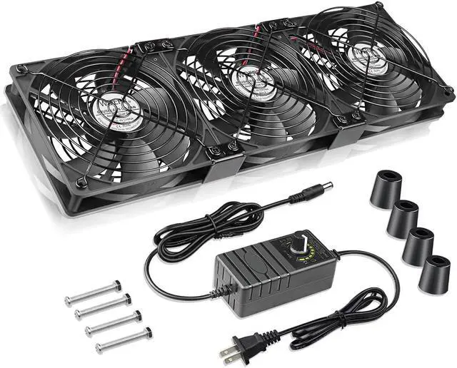 Main image of Big Airflow 3 x 120mm Computer Case Fan AC 110v - 240v with Speed Controller for CPU Gaming Cabinet Small Box Refrigerator Window CoolingRegistered BoosterDIY Exhaust Project