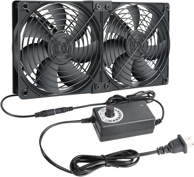 Main image of 2 x 120mm 240mm Computer Fan with AC Plug, 110V - 240V AC Powered Fan with Variable Speed Controller for Receiver Cabinet Chassis Machine Server Workstation Cooling