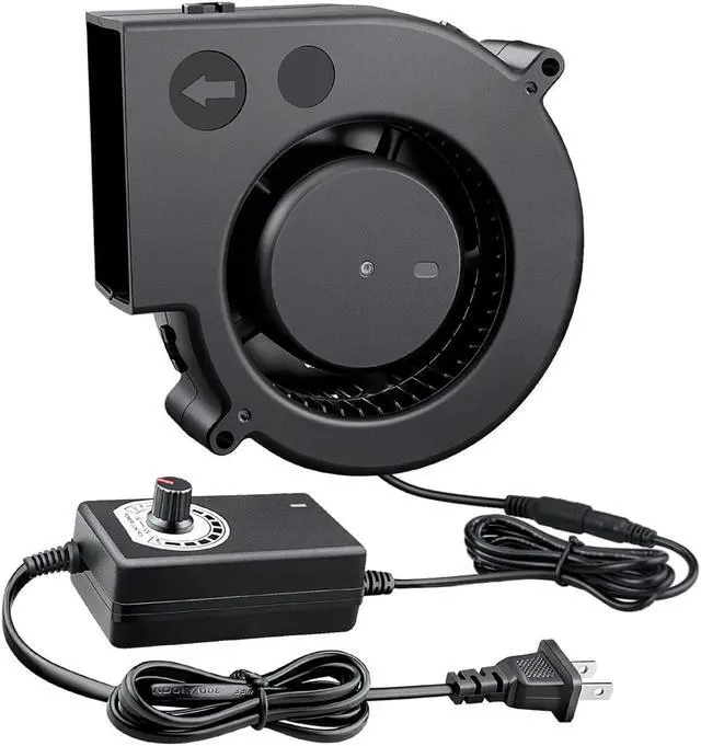 Main image of 97mm x 33mm Blower Fan Dual Ball 12 Volt High CFM 110v 220v Variable Speed Controller with AC Pulg for DIY Cooling Ventilation Exhaust Projects, Inflatable Replacement