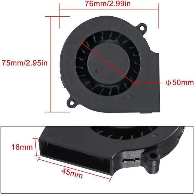 Alt view image 2 of 7 - 4PCS 75mm 5V USB Fan 75mm x 15mm Fan 5V USB DC Brushless Cooling Blower Fan for 3D Printer PC CPU Computer Case Fan Cooler