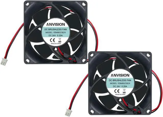 Main image of 2-Pack 80mm x 25mm DC 24V Brushless Cooling Fan, Dual Ball Bearing