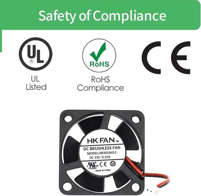 Alt view image 4 of 7 - 2packs 30mm x 30mm x 10mm 3010 12V 0.15A Ball Bearing Brushless DC Cooling Fan 2pin
