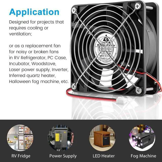 Alt view image 2 of 7 - GDSTIME 12V 1238 Cooling Fan, 120mm x 38mm 3000RPM Dual Ball Bearings DC Brushless Fan