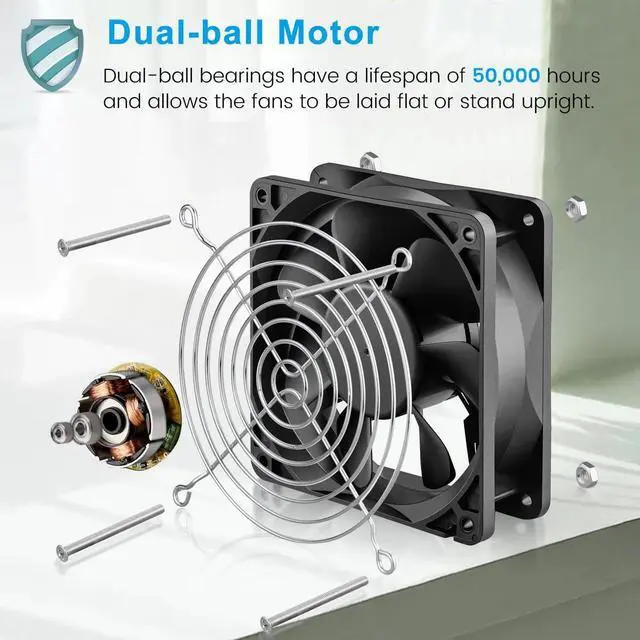 Alt view image 5 of 7 - GDSTIME 12V 1238 Cooling Fan, 120mm x 38mm 3000RPM Dual Ball Bearings DC Brushless Fan