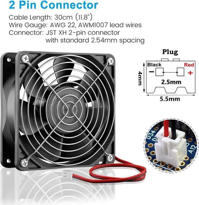 Alt view image 3 of 7 - GDSTIME 12V 1238 Cooling Fan, 120mm x 38mm 3000RPM Dual Ball Bearings DC Brushless Fan