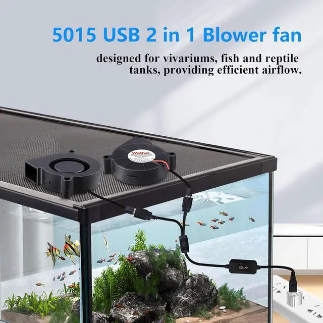 Alt view image 2 of 6 - Wathai 50mm x 15mm USB Blower Fan 5V 5015 Brushless Cooling Fans with Variable Speed Controller for Laptops, Helmets, and DIY Projects 2 Pack