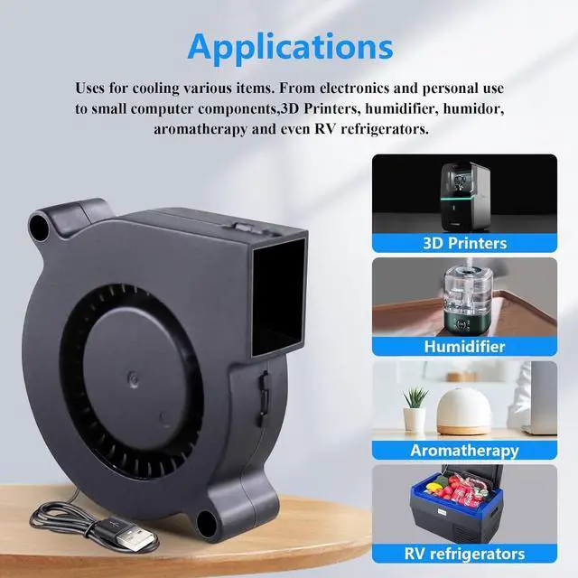 Alt view image 4 of 6 - Wathai 50mm x 15mm USB Blower Fan 5V 5015 Brushless Cooling Fans with Variable Speed Controller for Laptops, Helmets, and DIY Projects 2 Pack