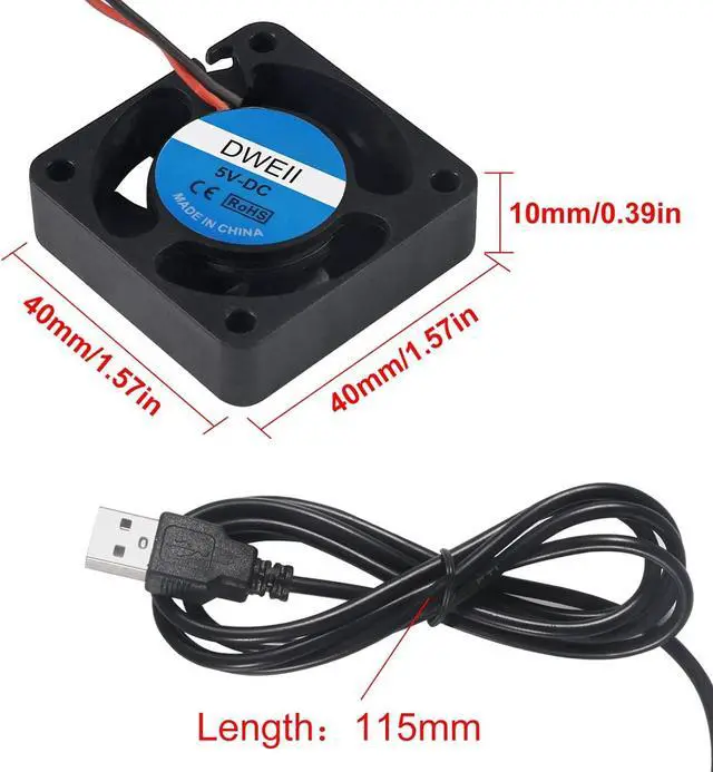 Alt view image 2 of 6 - 4-Pack 40mm x 10mm DC 5V USB Brushless Cooling Fan USB Brushless Cooling Fan 40mm Fan High Performance DC 5V Cooling Fan Speed 4200 RPM Fan