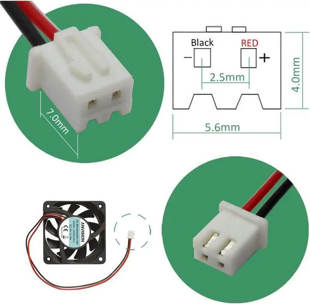 Alt view image 6 of 7 - 2-Pack 60mm x 15mm DC 24V Brushless Cooling Fan, Dual Ball Bearing