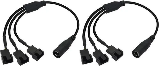 Main image of PNGKNYOCN 35cm 5.5x2.1mm DC Plug to 3 x 3 Pin or 4 Pin Computer PC Case Fan Power Splitter Adapter Cable