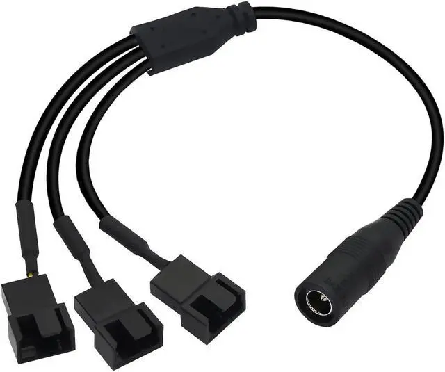 Alt view image 2 of 7 - PNGKNYOCN 35cm 5.5x2.1mm DC Plug to 3 x 3 Pin or 4 Pin Computer PC Case Fan Power Splitter Adapter Cable