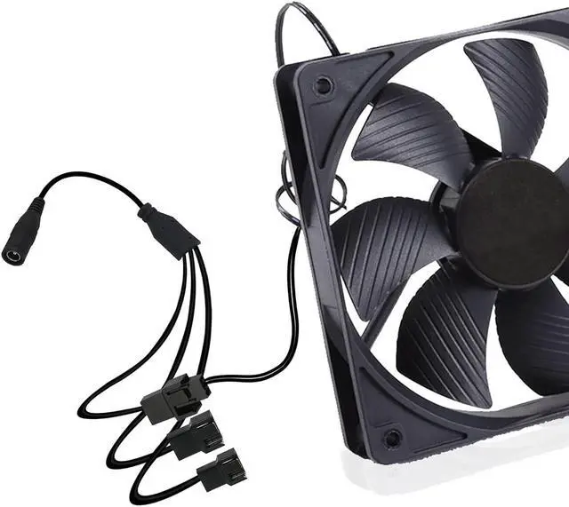 Alt view image 6 of 7 - PNGKNYOCN 35cm 5.5x2.1mm DC Plug to 3 x 3 Pin or 4 Pin Computer PC Case Fan Power Splitter Adapter Cable