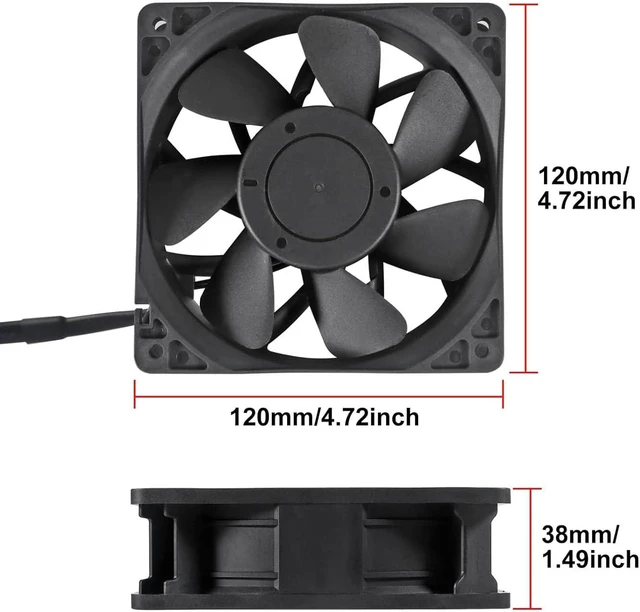 Alt view image 4 of 6 - 1PCS EC 120mm x 38mm Dual Ball Bearings 120mm x 120mm x 38mm DIY Cooling Ventilation Exhaust Fan 110V 115V 120V 220V 240V AC Axial Case Muffin Fan