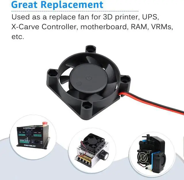 Alt view image 5 of 7 - GDSTIME 2Pcs 40mm Fan 24V, Dual Ball Bearing 40x40x10mm Brushless DC Cooling Fan 2 Pin