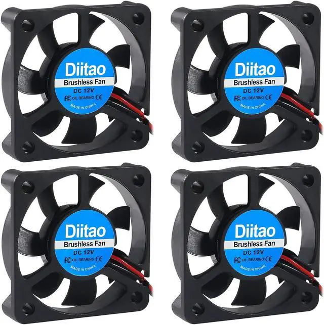 Main image of 4PCS 5010 Cooling Fan,DC 5V 0.08A Silent Quiet DC Brushless Cooling Fan 50x50x10mm 3D Printer Cooling Fans with 2Pin Wire Oil Bearing Fan Computer Fan CPU Cooler 7 Blades (DC 12V)