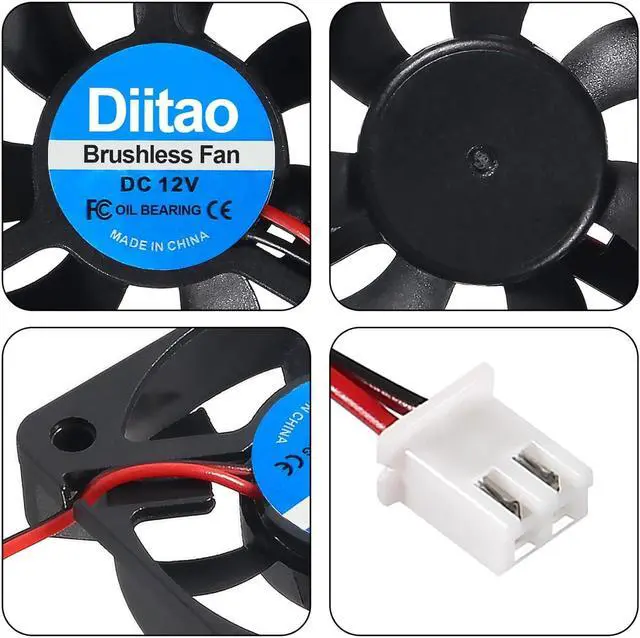 Alt view image 4 of 7 - 4PCS 5010 Cooling Fan,DC 5V 0.08A Silent Quiet DC Brushless Cooling Fan 50x50x10mm 3D Printer Cooling Fans with 2Pin Wire Oil Bearing Fan Computer Fan CPU Cooler 7 Blades (DC 12V)