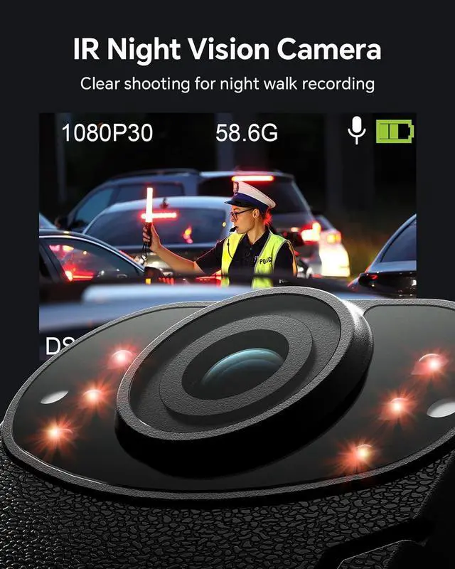 Alt view image 4 of 7 - BOBLOV KJ21 Body Camera, 1296P Body Wearable Camera Support Memory Expand Max 256G, 8-10Hours Recording Police Body Cam Lightweight and Portable Easy to Operate Clear NightVision (KJ21 Only)