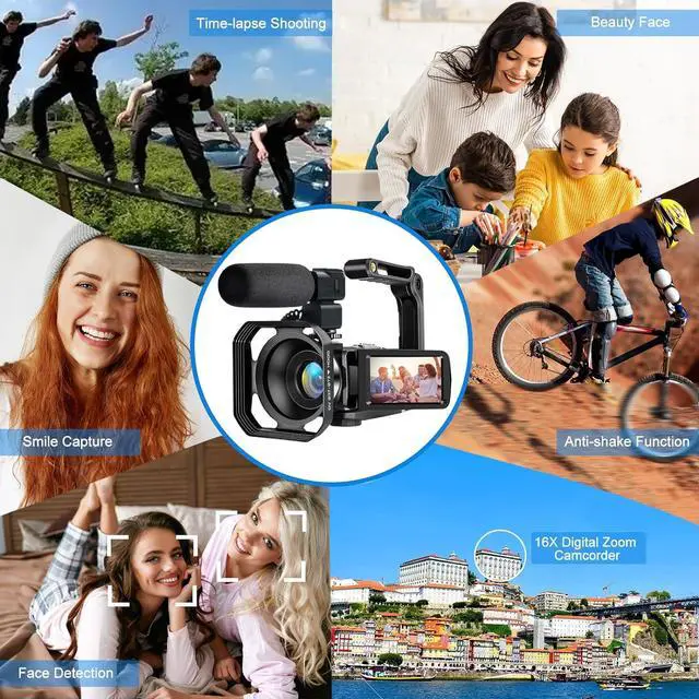 Alt view image 6 of 7 - 4K Video Camera, Camcorder 48MP Ultra HD WiFi Vlogging Camera for YouTube 18X Zoom 3.0" Touch Screen Digital Camera with Microphone, Stabilizer, Lens Hood, Remote, 2 Batteries