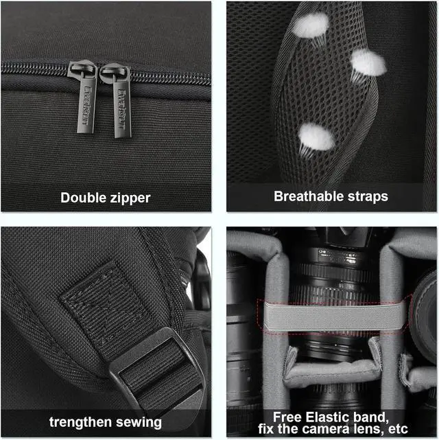 Alt view image 6 of 7 - Cwatcun Waterproof Camera Backpack for DSLR, Mirrorless - Compatible with Sony, Canon, Nikon Camera and Lens Accessories