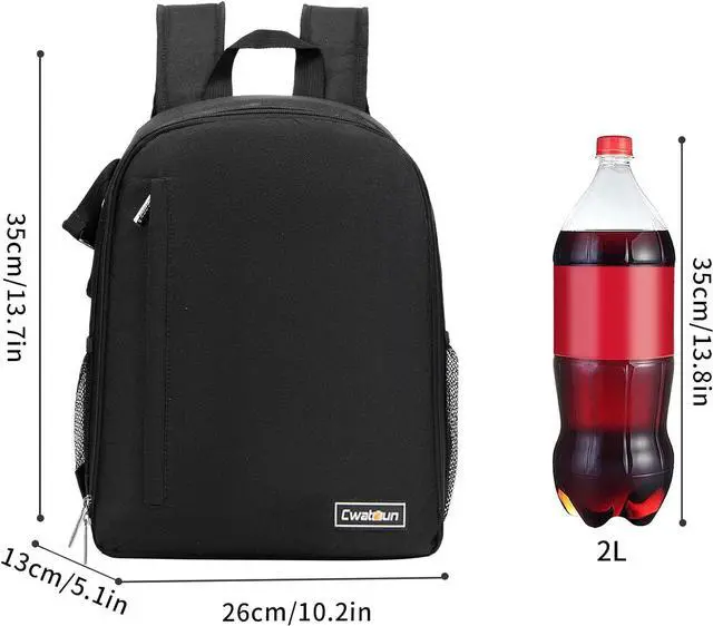 Alt view image 7 of 7 - Cwatcun Waterproof Camera Backpack for DSLR, Mirrorless - Compatible with Sony, Canon, Nikon Camera and Lens Accessories