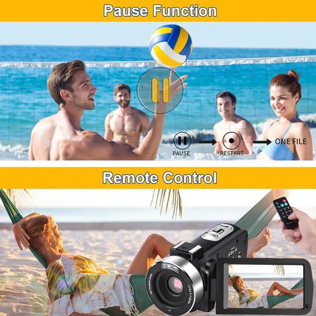 Alt view image 4 of 7 - Video Camera Camcorder Full HD 1080P 30FPS 24.0 MP IR Night Vision Vlogging Camera Recorder 3.0 Inch IPS Screen 16X Zoom Camcorders Camera Remote Control with 2 Batteries