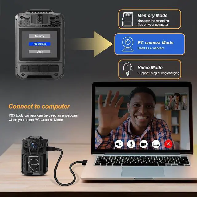 Alt view image 5 of 7 - 1080P Patrol Sport Body Camera, Video Recorder Cams with 64G SD Card, Shoulder & Waist Clip, Infrared Night Vision Bodycam, 24H Continous Record for Police Security Guards Sporting Trip