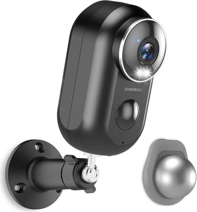 Main image of ZUMIMALL Security Cameras Wireless Outdoor with Magnetic Mount - 2K FHD Battery Powered Surveillance Camera with Siren, Color Night Vision, AI Detection, Cloud/SD, IP66, 2.4G WiFi (Type C Charger)