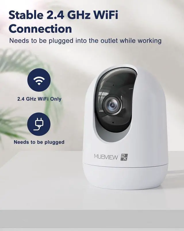 Alt view image 3 of 7 - MUBVIEW Pet Camera with Phone App, Indoor Security Camera, 2.4G WiFi Cameras for Home Security, Wired Cameras for Dog/Elder/Baby, Motion Tracking, PTZ, 24/7, Two-Way Audio, 2K Night Vision (4 Pack)