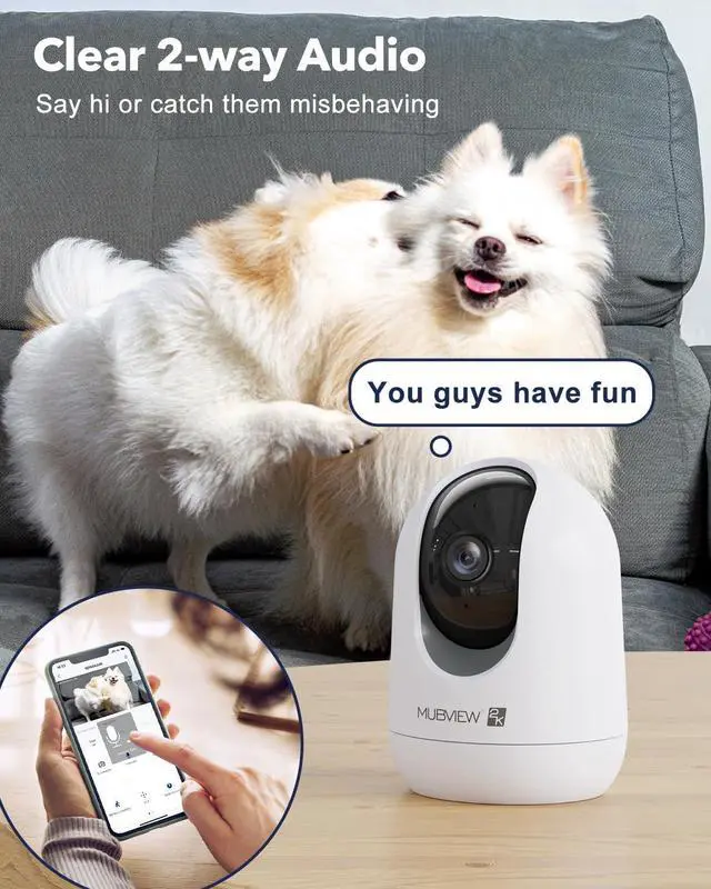 Alt view image 7 of 7 - Indoor Security Camera 2K, Pet Camera with Phone App, WiFi Cameras for Home Security Camera for Dog/ Baby Monitor/Elder Pan Tilt, 5/2.4GHz, 24/7, 2-Way Talk, Human Detection, Motion Tracking, Cloud