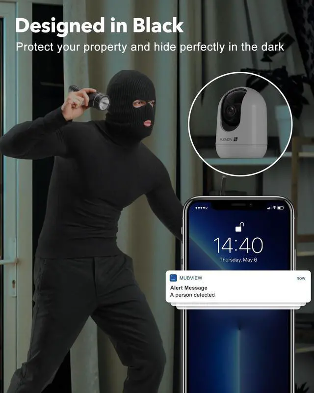 Alt view image 7 of 7 - Indoor Security Camera 2K, Pet Camera with Phone App, WiFi Cameras for Home Security Camera for Dog/ Baby Monitor/Elder Pan Tilt, 2.4G, 24/7, 2-Way Talk, Human Detection, Motion Tracking, SD&Cloud