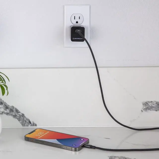 Alt view image 4 of 4 - Scosche HA12-RP SuperCube 12W Single USB Port Portable Wall Charger Adapter for All USB Devices, Cell Phone, Tablet, Travel Charger in Black
