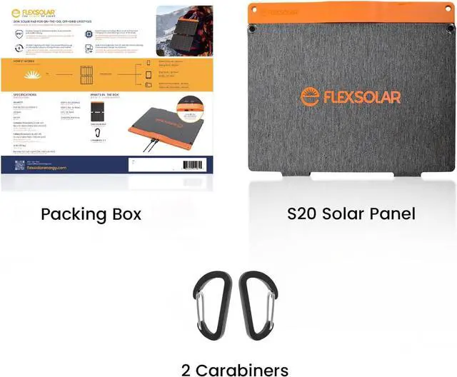 Alt view image 7 of 7 - FlexSolar 20W Portable Solar Panel, High-Efficiency Monocrystalline PV Module Power Charger with Dual USB Ports for Phones, Tablets, Power Bank, Camera and Other Off-Grid Applications