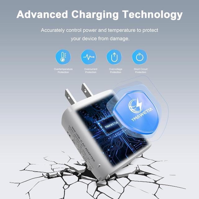 Alt view image 5 of 7 - 30W USB C Charger Block Fast Charging For Google Pixel 8 7 6 5 8 7a 6a 5a Pro Iphone 15/15 Pro/15 Pro Max,Samsung Galaxy S23/S22/S21 Note 20 30W PD Power Adapter Wall Charger Box+6ft Type C to C Cable