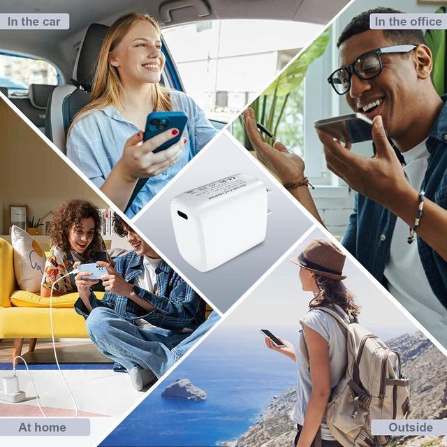 Alt view image 6 of 7 - 30W USB C Charger Block Fast Charging For Google Pixel 8 7 6 5 8 7a 6a 5a Pro Iphone 15/15 Pro/15 Pro Max,Samsung Galaxy S23/S22/S21 Note 20 30W PD Power Adapter Wall Charger Box+6ft Type C to C Cable