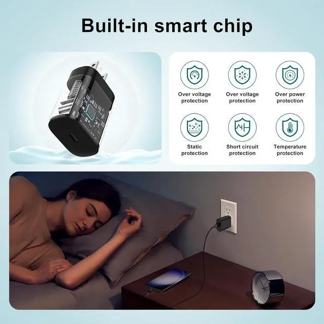 Alt view image 4 of 7 - for Samsung Galaxy Super Fast Charging Cord Type C Charger, 25w Android Phone Charger Block &10ft USBC to USB-C Cable for Galaxy S24 Ultra/S24/S24+,S23 S22 S21 S20 Ultra/Plus,iPad Pro/Air/Mini 2Pack