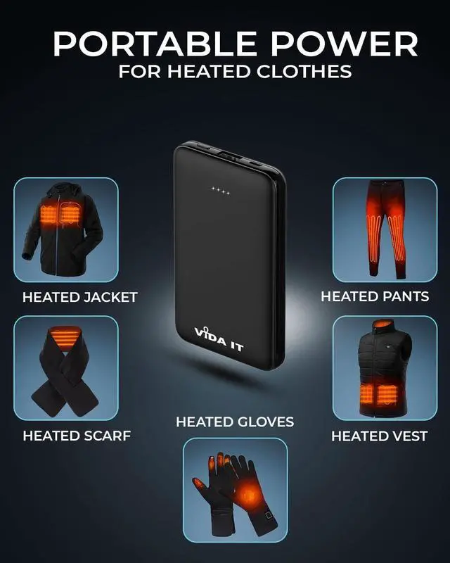 Alt view image 3 of 7 - Vida IT Compact Power Bank Portable Charger for Samsung Galaxy S22 S21 S10 S7 Edge Motorola LG Google Pixel Android Cell Phone USB-C External Battery Pack 5000mAh with Built-in Cable