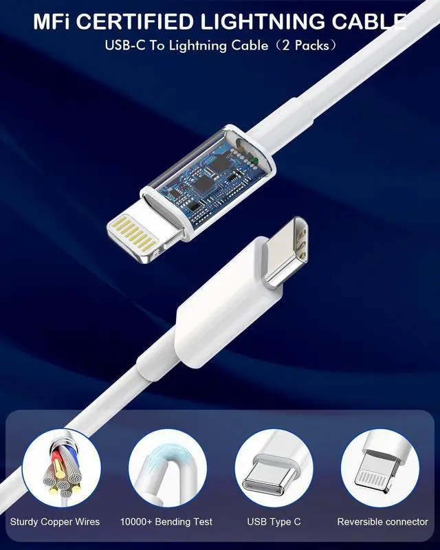 Alt view image 4 of 7 - iPhone Fast Car Charger 2Pack Dual Port USB C Car Charger[MFI Certified]Power Delivery Car Adapter with 2Pack Lightning Cable Type C Rapid Car Charging for iPhone 14/14 Pro/13/12/11/X/Xs/Xr/SE/8/iPad