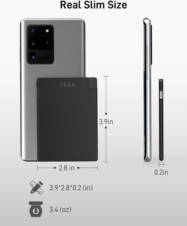 Alt view image 2 of 6 - Auskang Slim Portable Charger with Built in Cable - Ultra Thin Power Bank Compatible with iPhone 15 Series Samsung Galaxy/Note Google Pixel and Other Android USB-C Smartphones