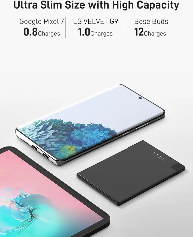 Alt view image 5 of 6 - Auskang Slim Portable Charger with Built in Cable - Ultra Thin Power Bank Compatible with iPhone 15 Series Samsung Galaxy/Note Google Pixel and Other Android USB-C Smartphones
