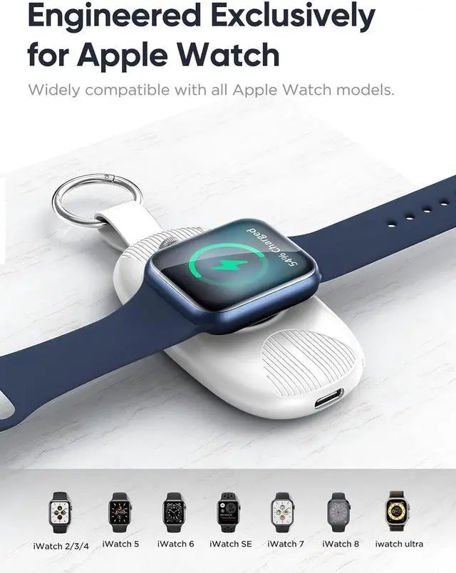 Alt view image 3 of 7 - Portable Charger for Apple Watch, 1000mAh Magnetic Keychain Wireless Power Bank Watch Charger for iWatch with 4 LED Indicators, Apple Watch Accessories Compatible for All Apple Watch Series