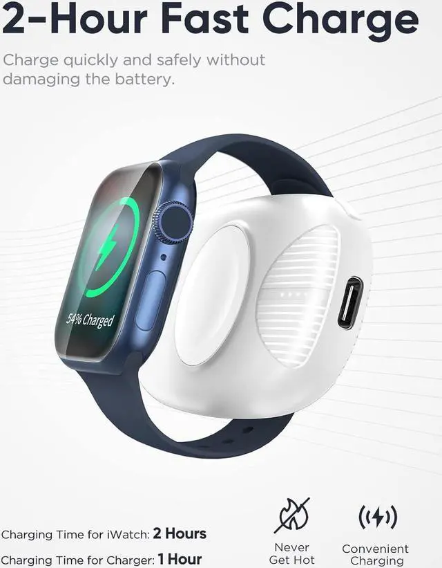 Alt view image 5 of 7 - Portable Charger for Apple Watch, 1000mAh Magnetic Keychain Wireless Power Bank Watch Charger for iWatch with 4 LED Indicators, Apple Watch Accessories Compatible for All Apple Watch Series